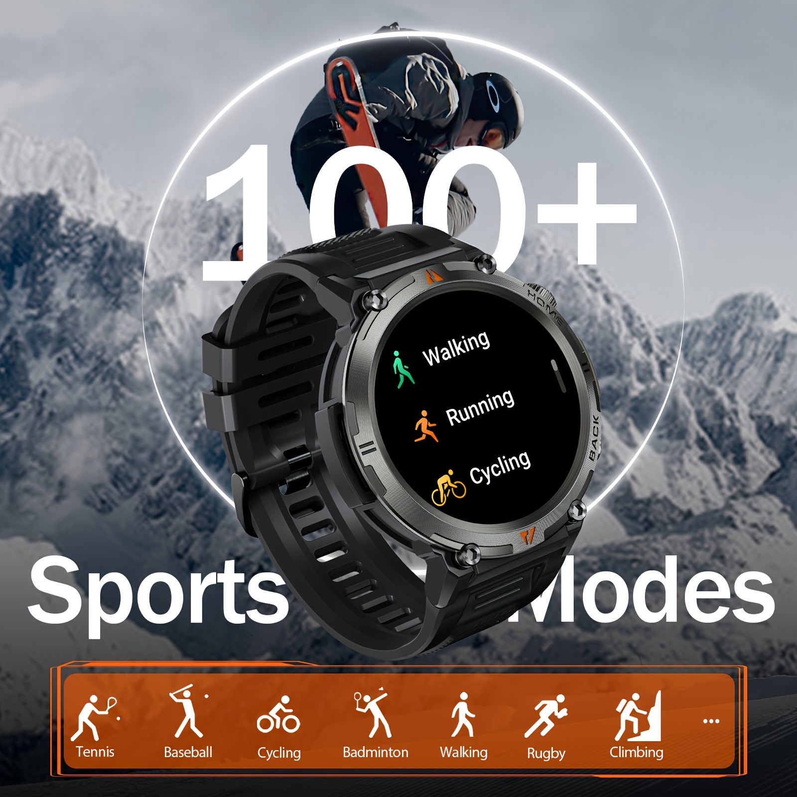 ke3 mens smartwatch for android phones with waterproof and led flashlight answer make calls sport smart watch for men with 300mah battery full touch screen fitness activity   watch with 100 sport modes pedometer alarm clock smartwatch for iphone simple fashionable classic great gift for boyfriend or girlfriend holiday gift giving details 3