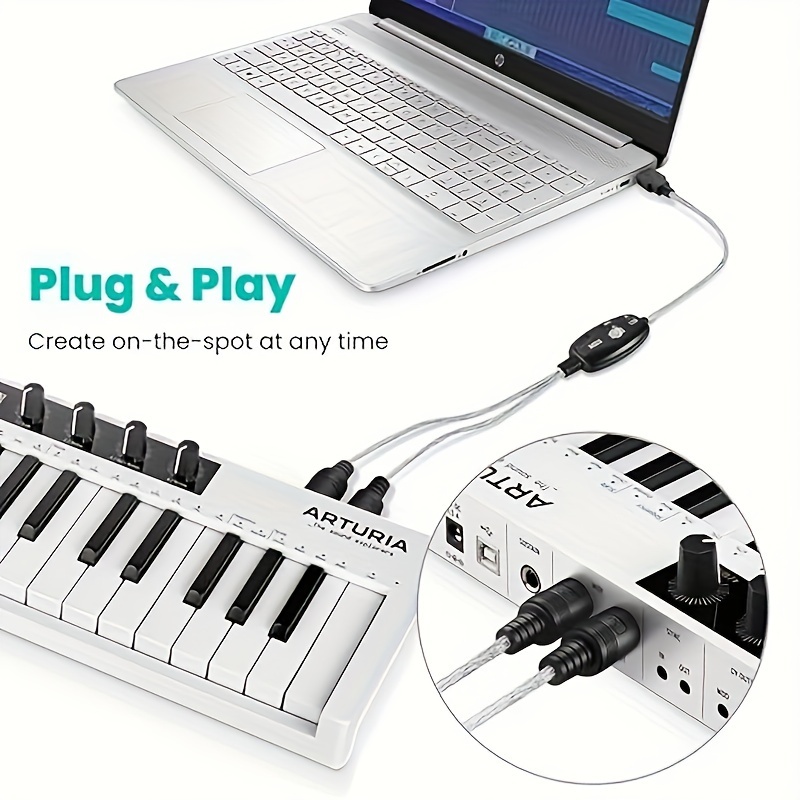 

2-in-1 Usb To Midi Cable Converter - 16-channel Interface For Pc & Mac, Ideal For Keyboards And , Easy Setup Adapter With Led Indicators