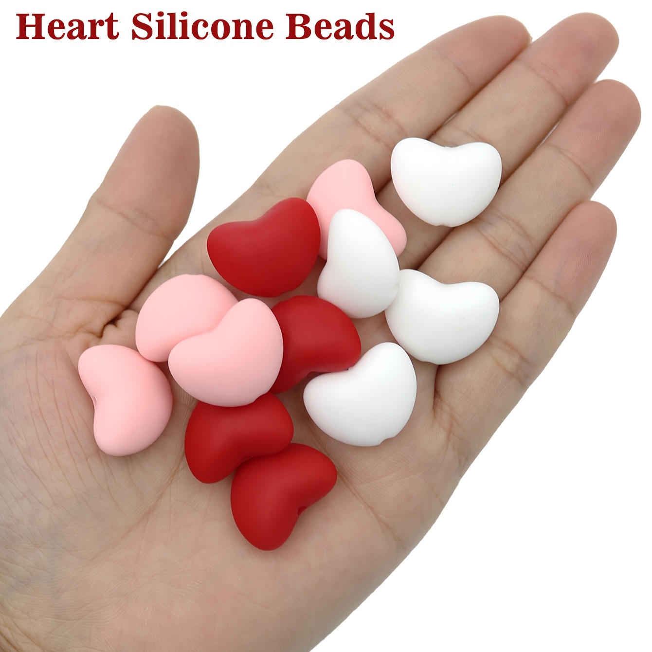 

30pcs Heart-shaped Silicone Beads, Assorted Colors, Love Themed Loose Spacer Beads For Diy Crafts, Keychains, Necklaces, Bracelets, Valentine's Day Beads