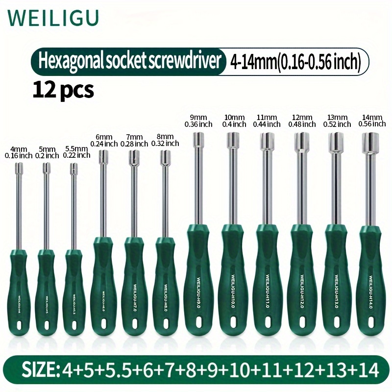 

12pcs Outils Clé à Douille Manuelle Clé de Réparation de Moto Outils de Réparation Auto Outils de Décoration Maison Outil de Démontage d'Écrous Matériau CRV 4mm6mm8mm10mm12mm13mm14mm