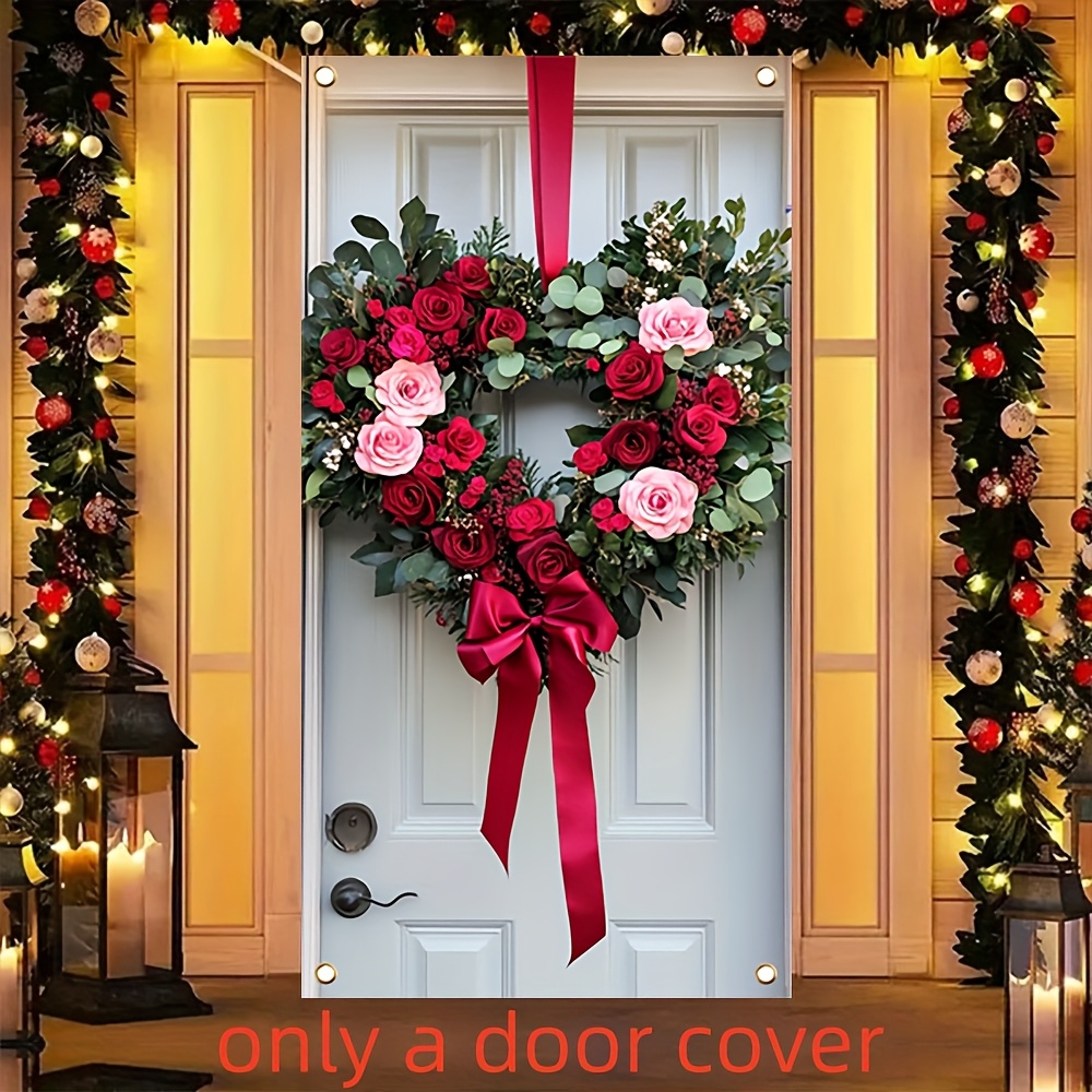 

2d Door Banner 1pc Valentine's Day Door Cover, 35.4x70.8inch Polyester Love Garland, Indoor/outdoor Party Decoration, Photo Booth Prop, Multipurpose Banner, No Electricity Needed