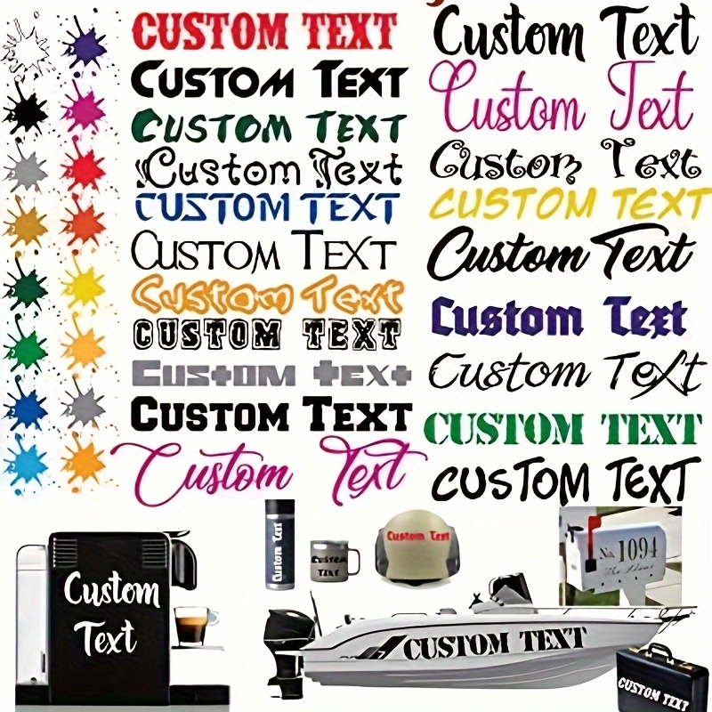 Custom Vinyl Decal Stickers, 30pcs Personalized Text - PVC Name Lettering for Car, Window, Walls, Computers, Hydro Flask - DIY Easy Apply Transfer Label Graphics