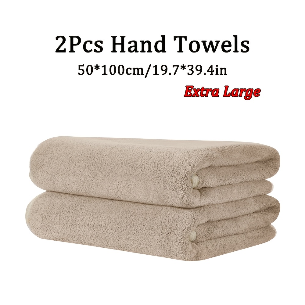 TEMU 2pcs Microfiber Towels Set, 50 X 100 Cm / 19.7 X 39.4 In, Solid Color Multiple Color Options, Pink Towel And Blue Towel, Absorption And Quick