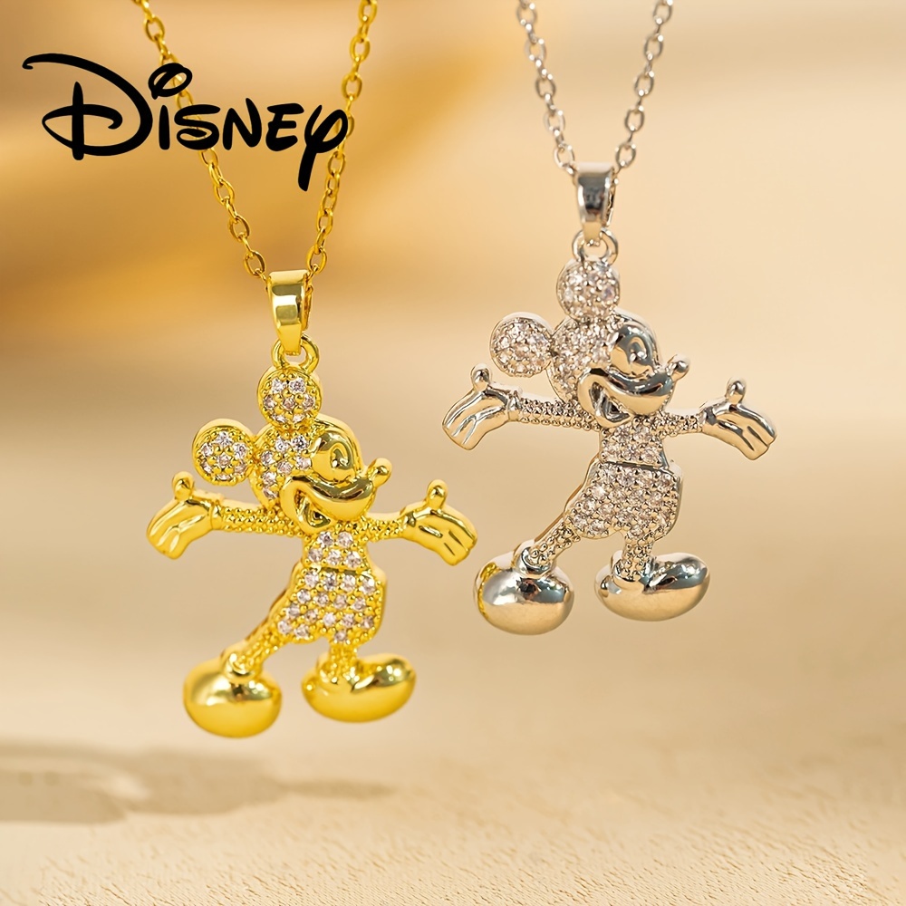

1pc Authorized Disney Series Golden Silvery Cute Exquisite Elegant Pendant Clavicle Chain Necklace, Vintage Versatile Daily Party Personality Jewelry For Women Holiday Birthday Gift
