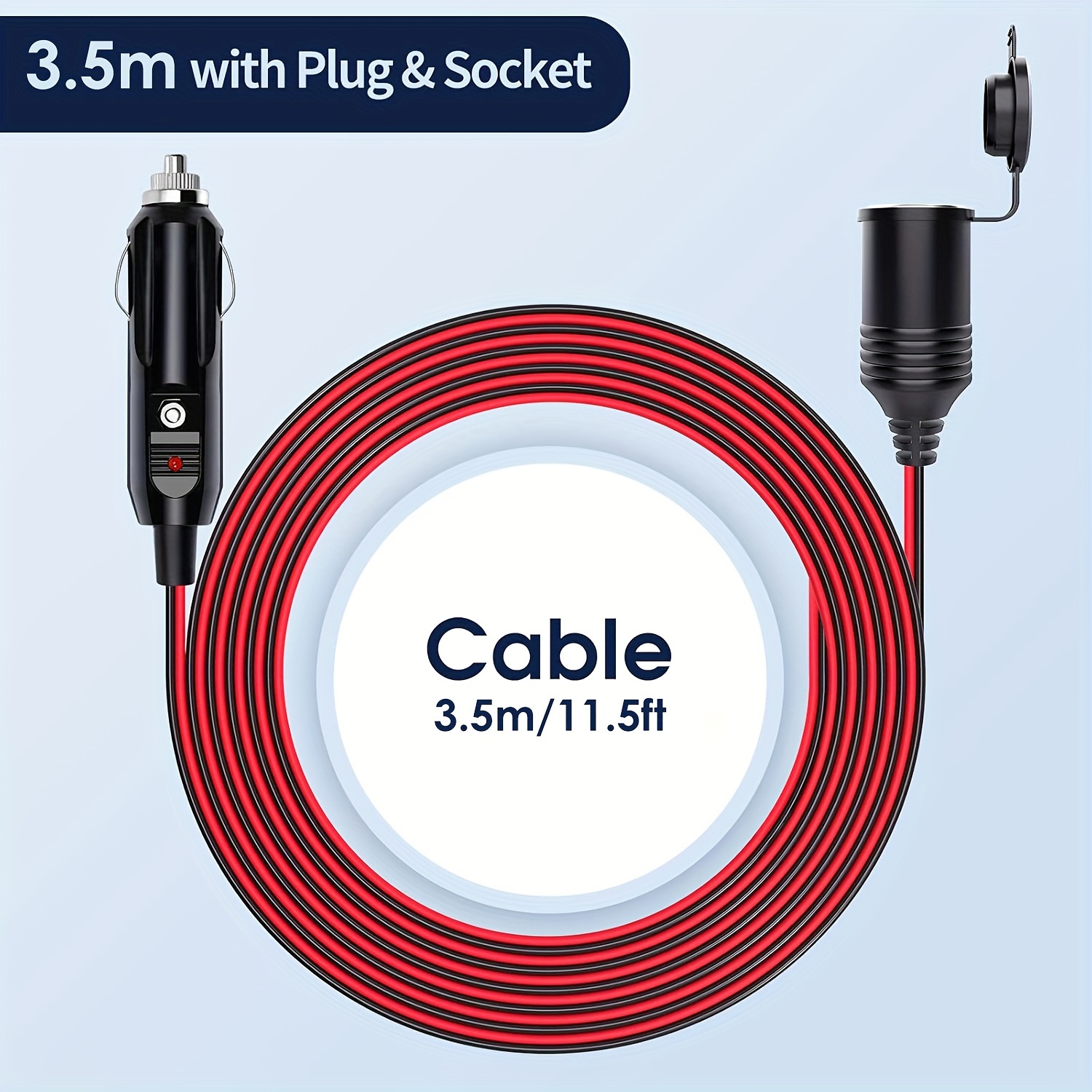 1pc heavy duty 11 5ft car cigarette lighter extension