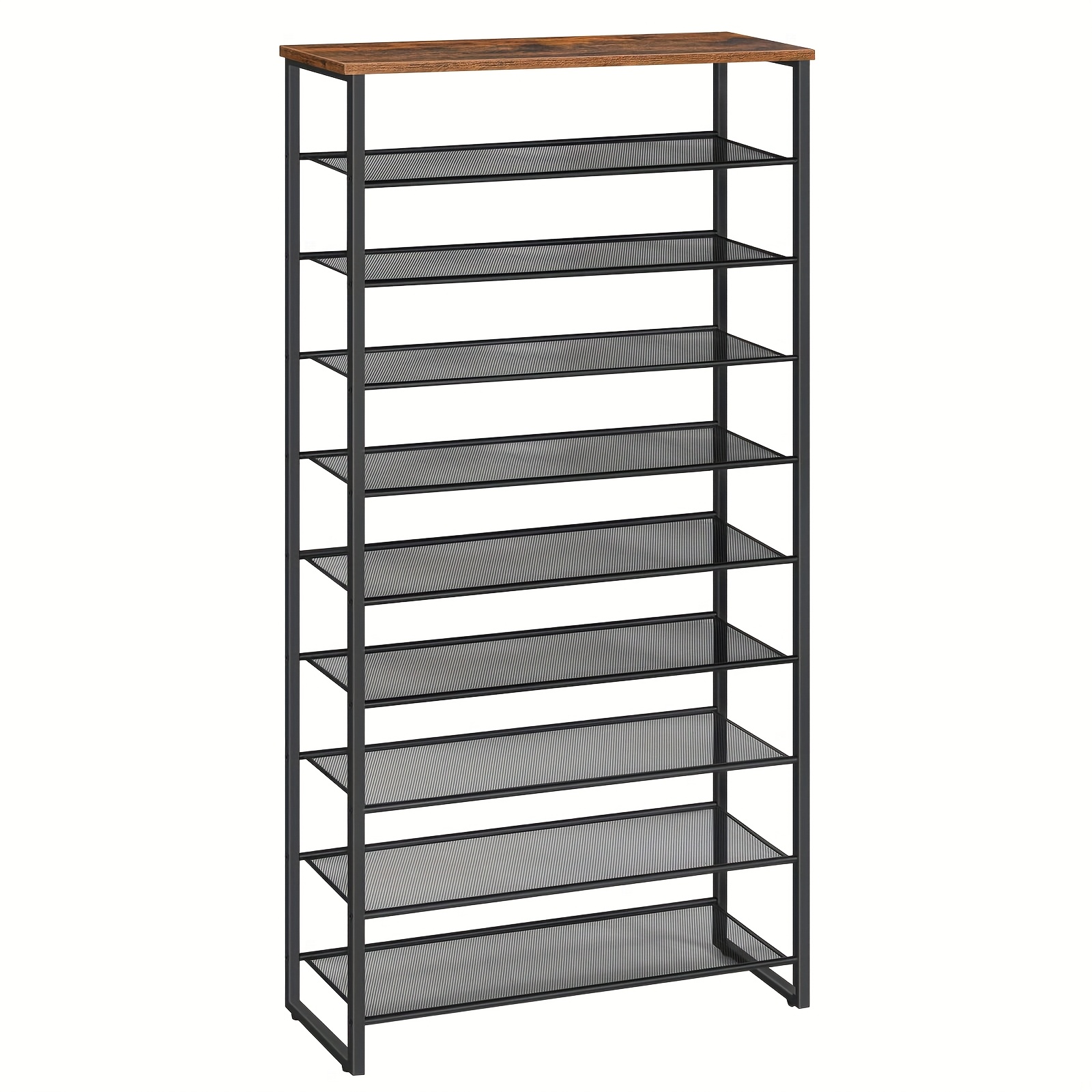 Image of 10-tier Shoe Rack In Vintage Style, Measuring 75cm, Iron. This Breathable Shoe Organizer Has A Strong Load Capacity And Is Designed To