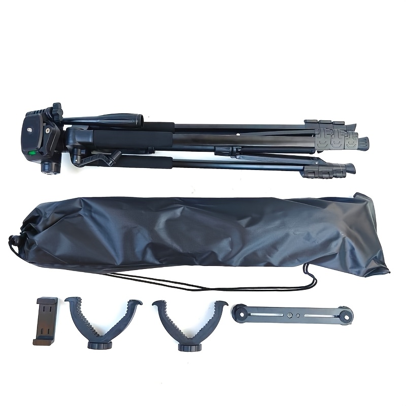 TEMU 178cm Black Outdoor 3-section Retractable Double Head Tripod | -head Support Design, Track Sliding Adjustment Distance, 360° Rotating Pan Tilt,