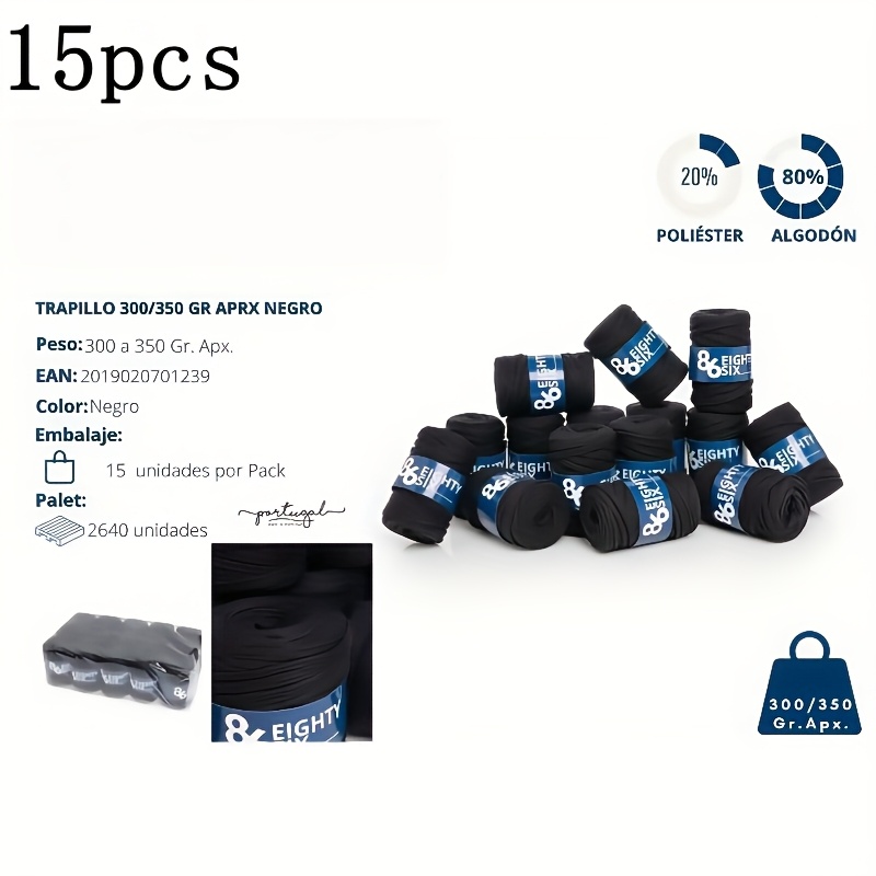 Temu 15 St HandväVda Tygstrimlor - HöG Elastiskt Mjukt Material FöR Diy-Hantverk, BröLlopsdekorationer, FöRvaringskorgar & HandväSkor - Svart-image