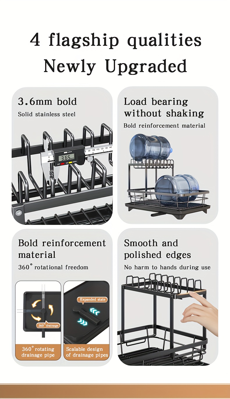 Double Tier Large Metal And Carbon Steel Cutlery Rack for Kitchen Countertop, Space Saving And Durable, with Knife, Fork And Cup Holders And Draining Board, Rustproof Large Two Tier Metal Cutlery Rack, Make The Kitchen More Concise And Organized. 25 Double Tier Large Metal And Carbon Steel Cutlery Rack for Kitchen Countertop, Space Saving And Durable, with Knife, Fork And Cup Holders And Draining Board, Rustproof Large Two Tier Metal Cutlery Rack, Make The Kitchen More Concise And Organized.