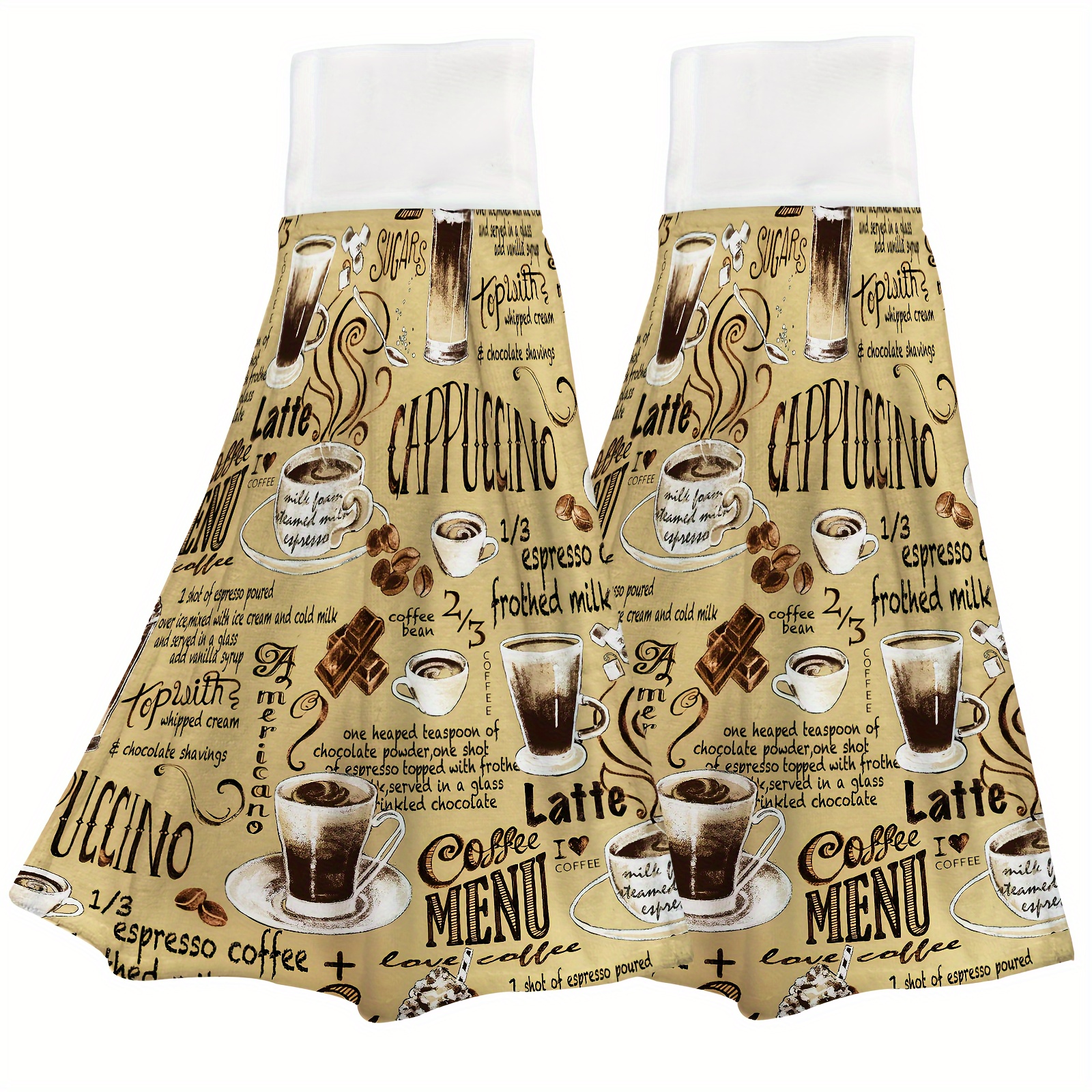 

Coffee Kitchen Towels With Loop Absorbent Cafe Theme Dish Towels Set Of 2 Lightweight Breathable Coffee Hanging Bathroom Towels For Kitchen .5x 12 Inch 02