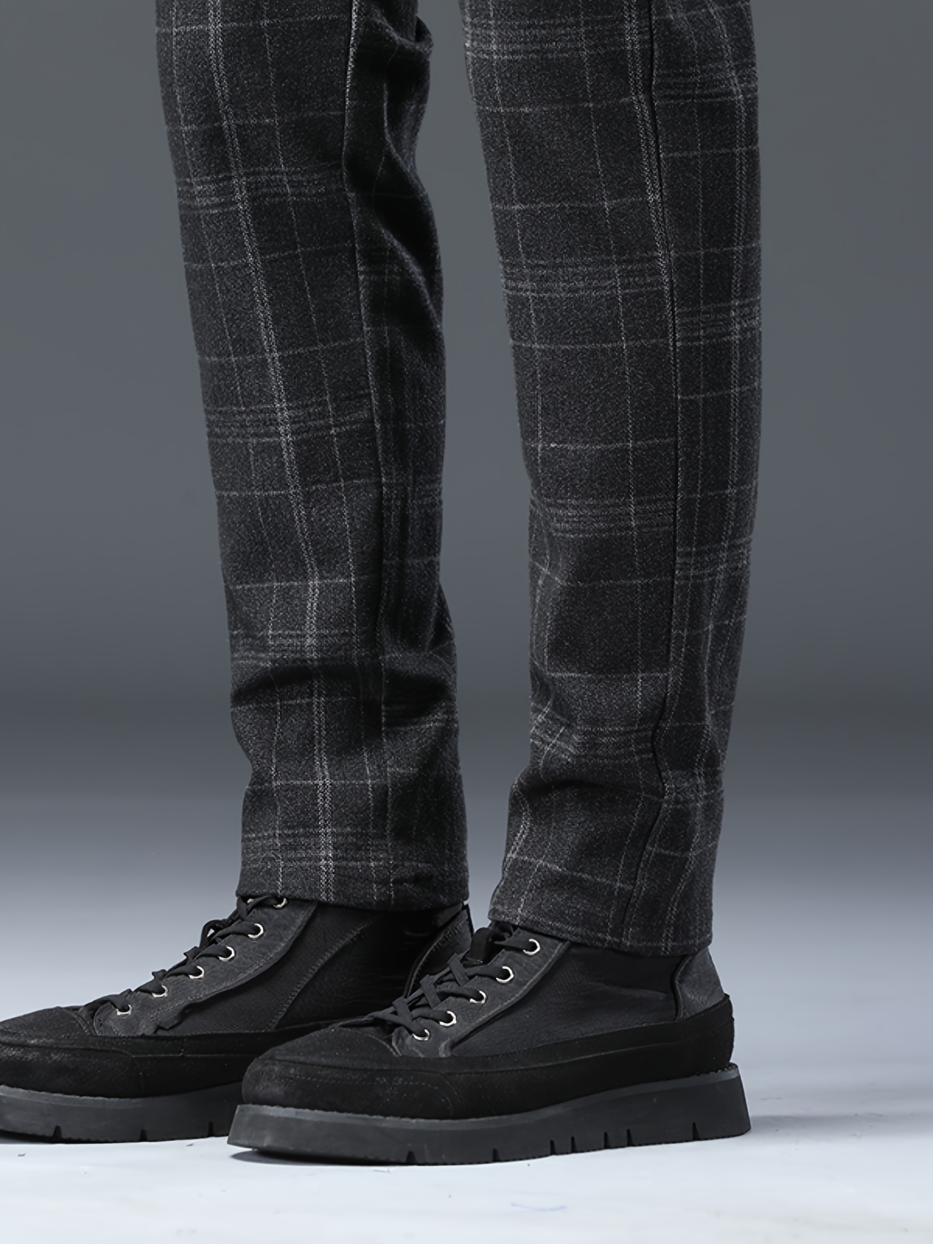 mens   fit straight leg plaid pants brushed stretchy comfortable stylish new   for autumn and winter Product details 5