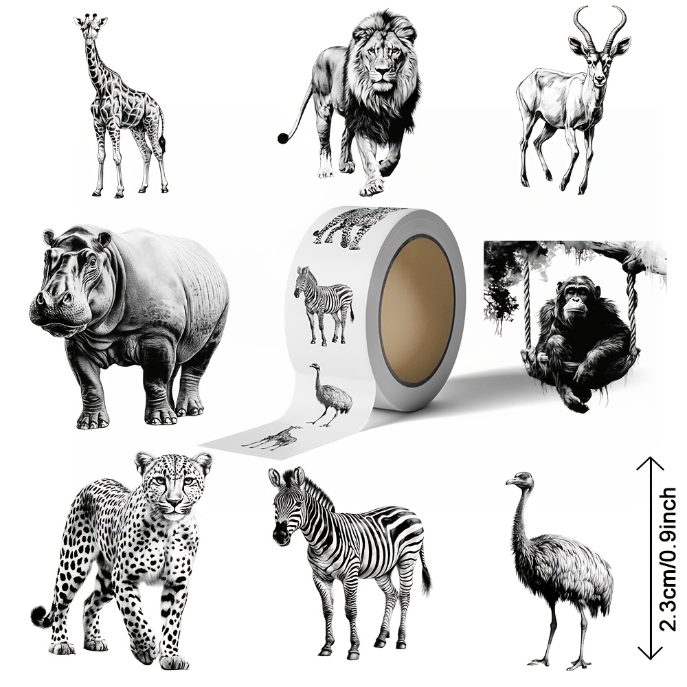 TEMU 500 Sheets/roll Stickers, Roll-pack, Animal-themed Stickers, Suitable For Decoration, Journals, Diaries, Scrapbook Decals, And Decorative