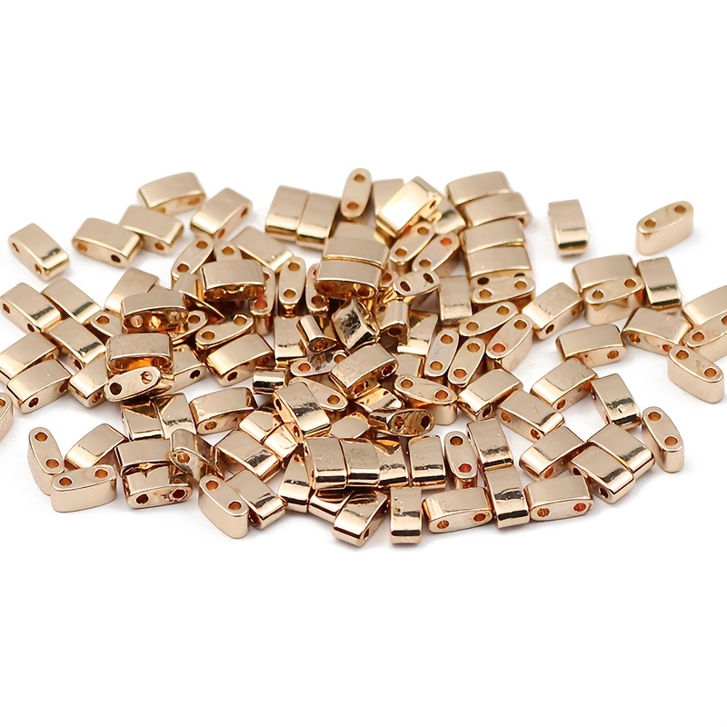 TEMU Perles plates rectangulaires à deux trous 5*2mm env. 140 pièces, perles perforées pour pompons de rideau de porte DIY, décoration de fête,