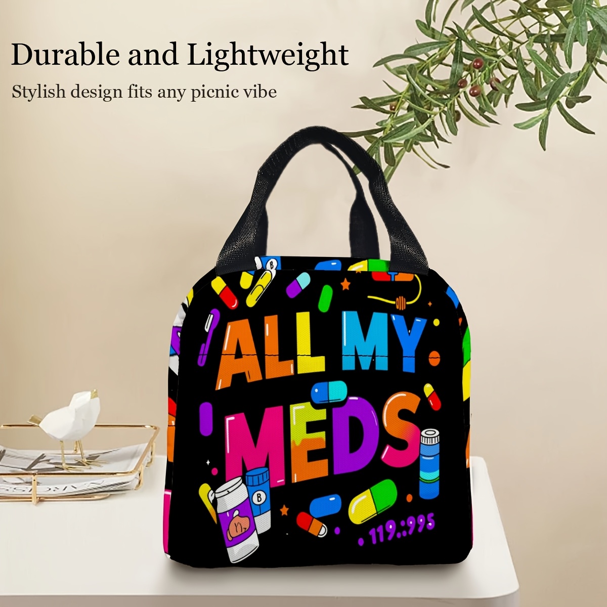   meds portable   featuring a durable handle ideal for any   travel fishing   trips camping and leisure   serves as a convenient portable storage or kitchen organizer bag non food contact