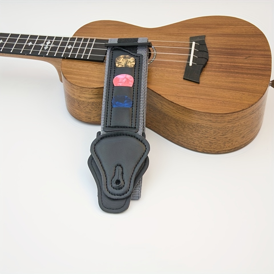 Multi-Use, Comfort-Fit Adjustable Guitar Strap - Woven Nylon, Black, with Paddle Holder for Enhanced Playing Experience