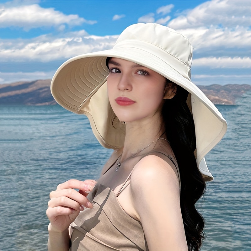 Women's Wide Brim Sun Hat Uv Protection Outdoor Beach - Temu