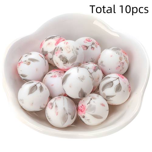 10 50 100pcs of 15mm printed patterns in styles mixed silicone beads perfect diy beading handmade accessories stylish jewelry making supplies
