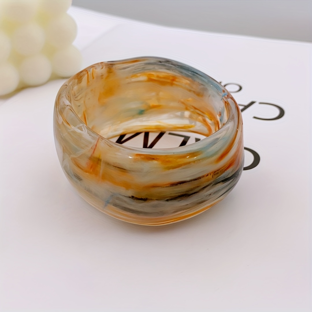 Vibrant Orange Marbled Acrylic Resin Bracelet