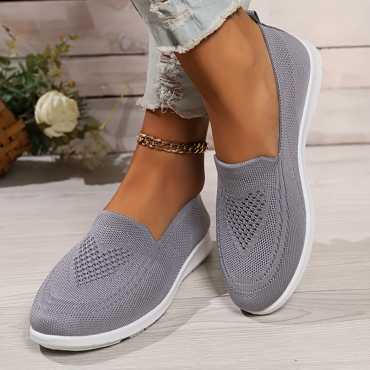 women s solid color knitted sneakers soft sole lightweight details 7