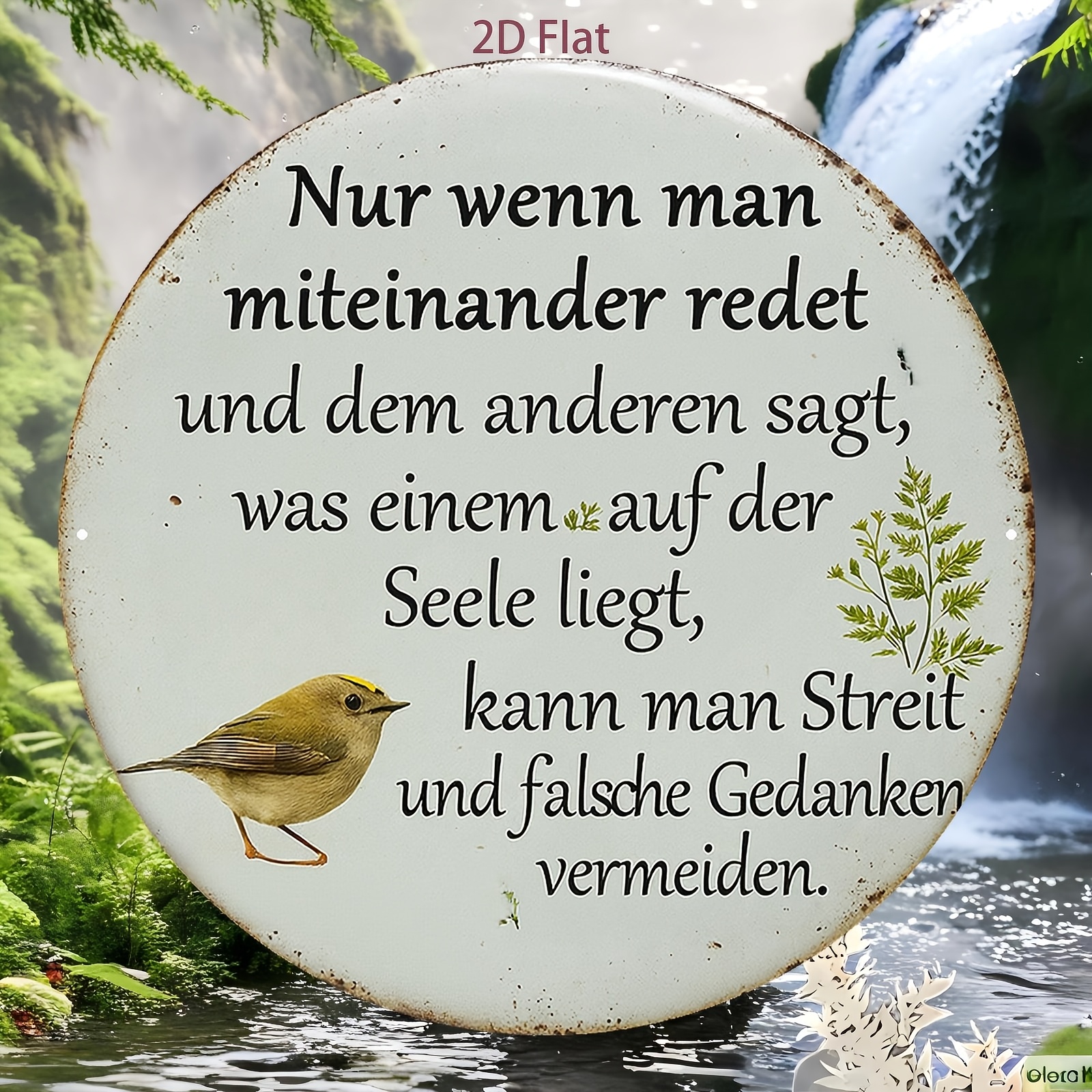 E-shop 2D Flach, 1 Stück Retro Vogel Motivationszitat Schild - Vintage Runde Aluminium Wanddekoration Geeignet für Zuhause, Büro, Warnschild, Geschenk