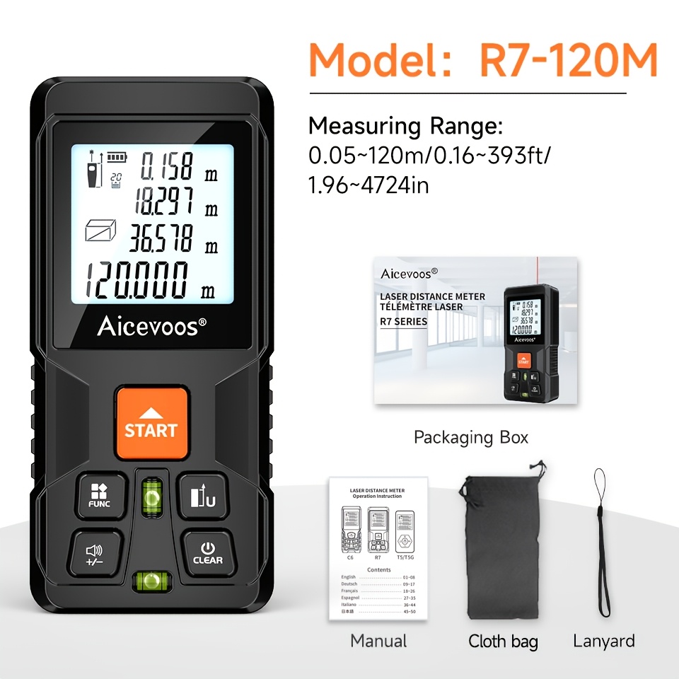 Image of High-precision Digital Laser Distance Meter, 50m/70m/100m/120m, Laser Rangefinder, Electronic Laser Tape Measure, Measure Range Finder, Distance Measuring Device, Rangefinder
