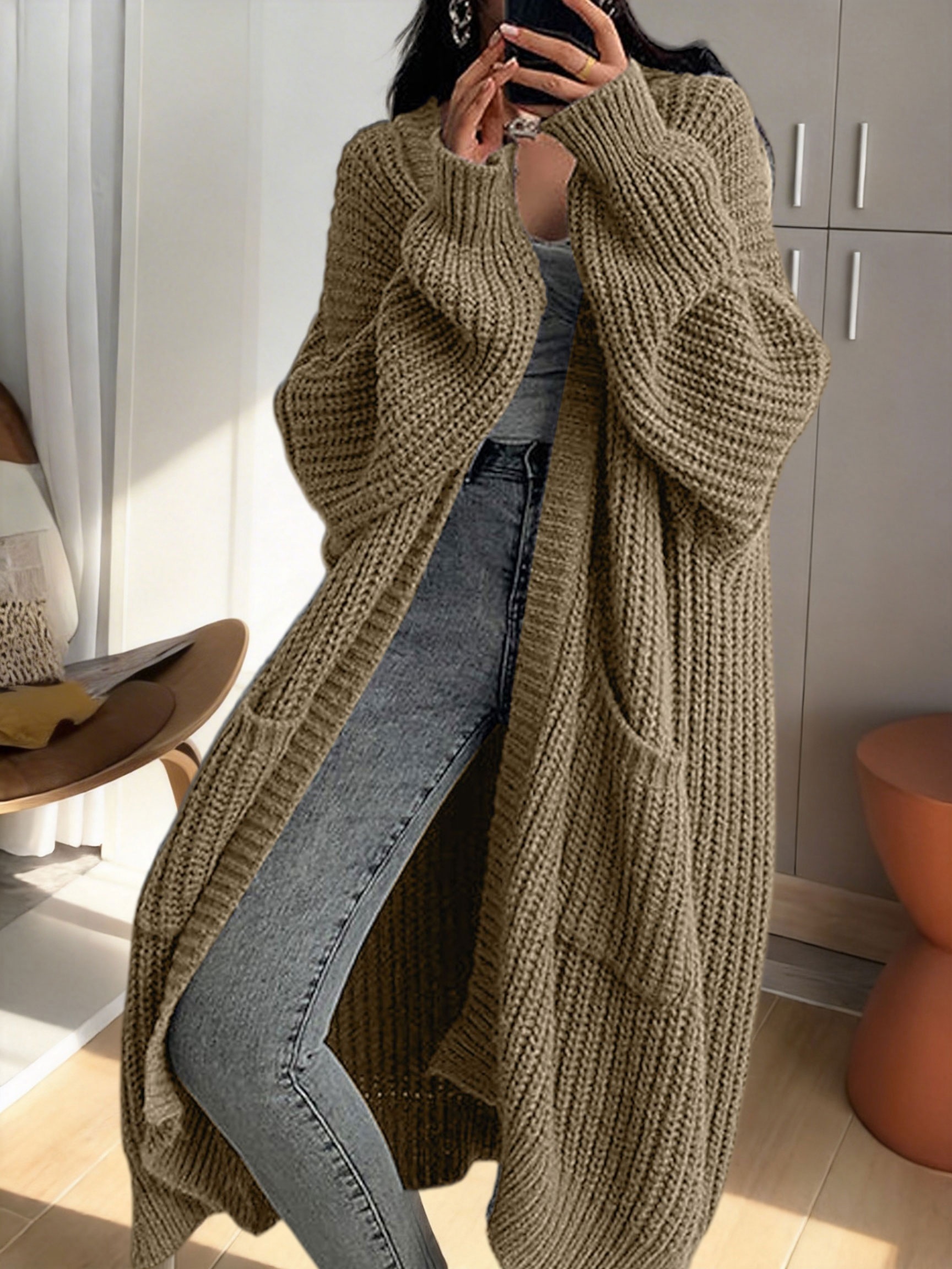 Y2K Long Cardigan Sweater with Long Sleeves