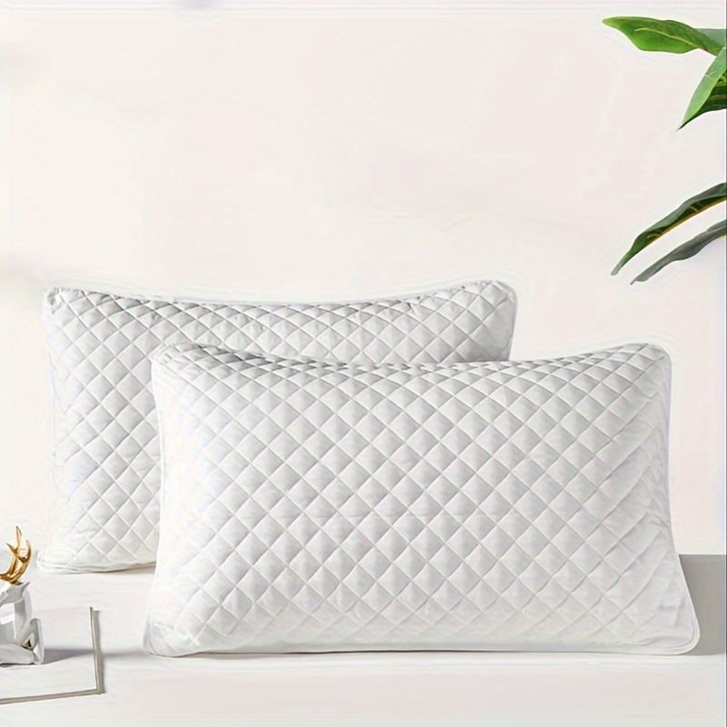 2pcs Pillowcases (No Pillow Core) Spring Summer Plaid Solid Color Quilted Three-Layer Sandwich Hotel Pillow Protective Cover Household Adult Breathable Thick Pillowcase, Double Pack Without Pillow Core
