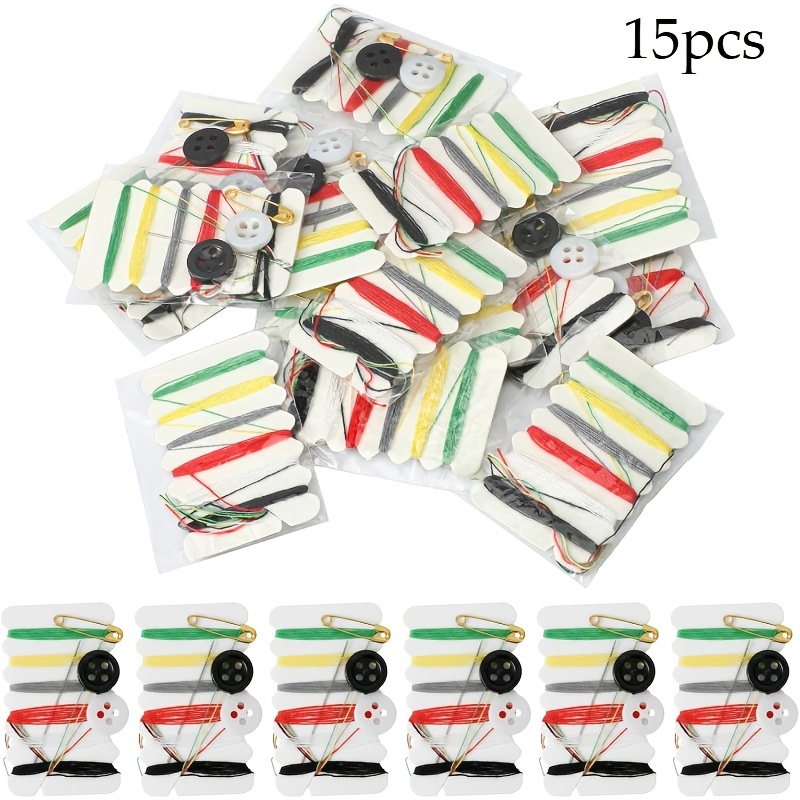 TEMU 15pcs Mini Sewing Kit, Travel Size, Thread Repair Emergency Kit, Portable Sewing Kit With Needles, Thread, Buttons, Safety Pins, Basic With And