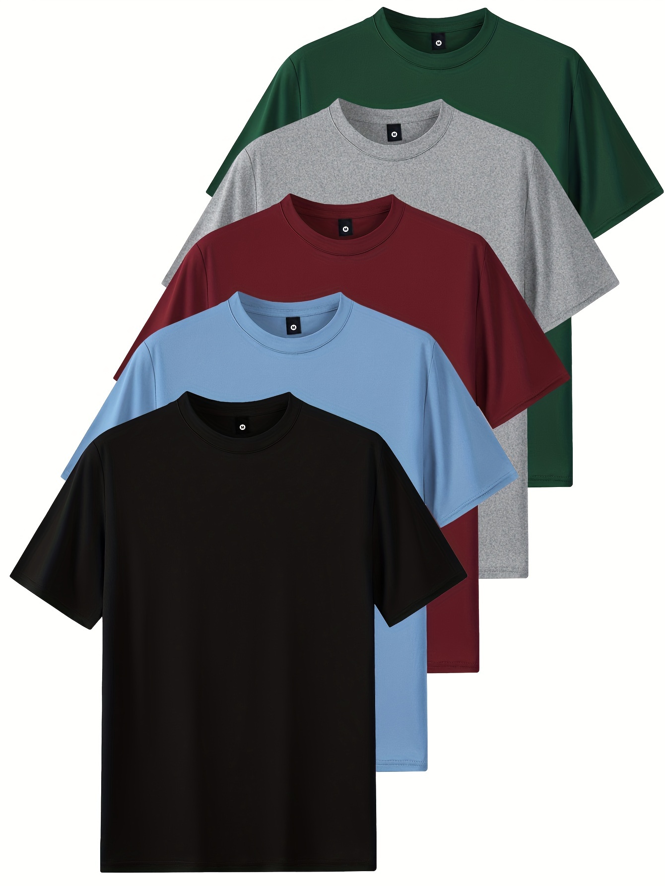 5pcs mens pure cotton short sleeved t shirt classic round neck black and white t shirt bundling set holiday gift