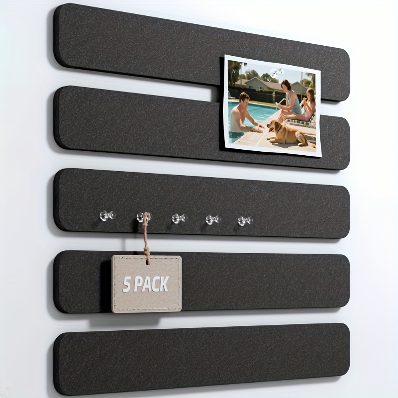 Image of 5pcs Self-adhesive Bulletin Board Strips - For Home, Classroom Or Office Tri-layer Wall Display Rack - Perfect For Messages, Photos And Schedules