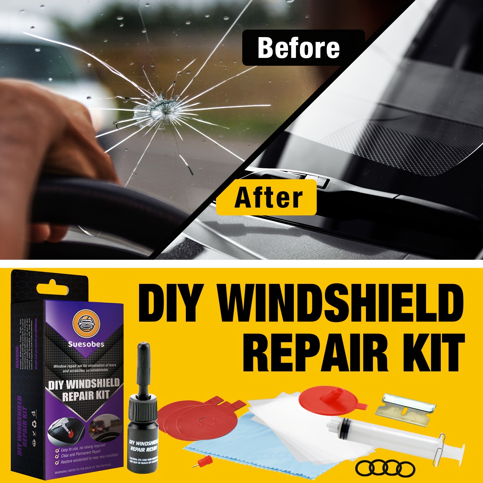 

Diy Windshield Repair Kit-the Car Windshield Crack Scratch Free Repair Tool Set Can Repair 3 Times