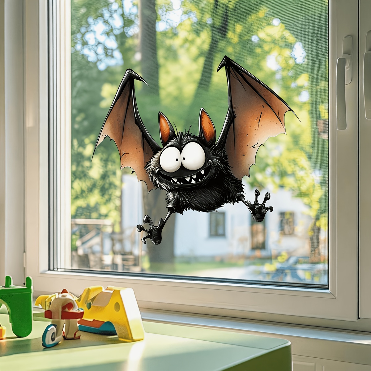 Image of 1pc Cute Big- Bat Window Sticker, Removable Self-adhesive Decoration, Suitable For Windows, Glass Doors, And Home Decor Wall Stickers, Adds Charm To