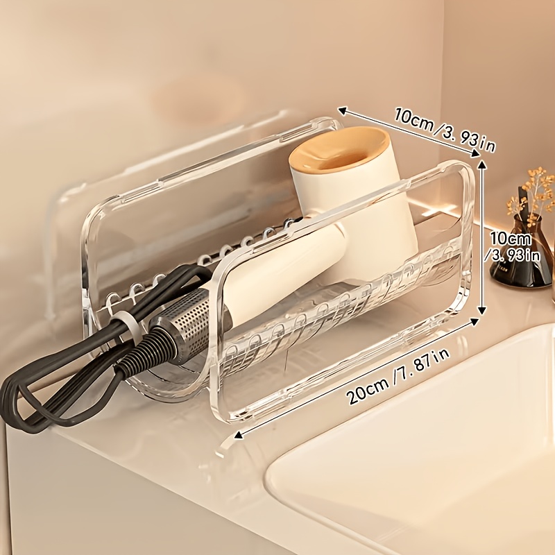 TEMU 1 Curling Storage Rack, Hair Dryer Storage Box, Bathroom Storage Rack, Egg Roll Curler Organizer, Item Storage Shelf, Straightening Brush