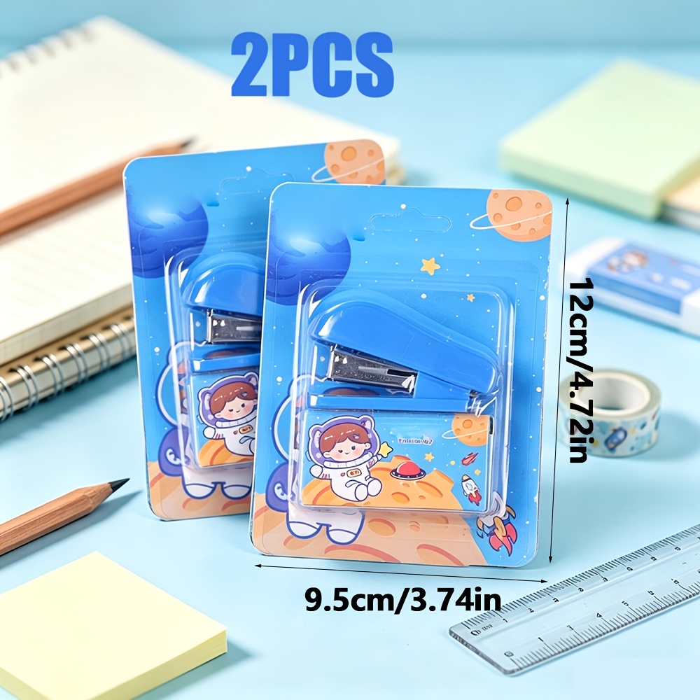 TEMU 2pcs Cartoon Mini Stapler Set, Portable Mini Stapler Set, Small Office Stapler