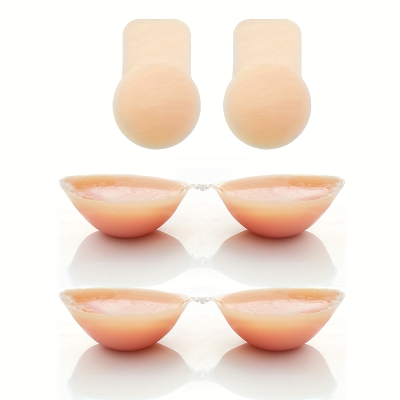 Image of Set Of 3 Thick Silicone Bras Without Straps - Reusable Push-up Adhesive Bras, Self-adhesive Lingerie For Women, Providing Comfortable Support For Backless Outfits, Weddings, Parties, And Daily Use