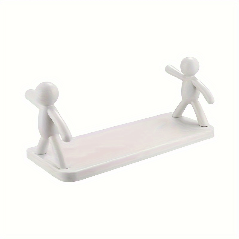 TEMU Contemporary Plastic Wall-mounted Shelf With Humanoid Figures - Bathroom Organization