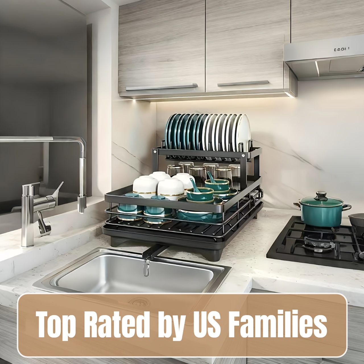 heavy duty dish drying rack space saving 2 tier dish drainer with   plate bowl cup knife fork rack   organizer for countertop sink ideal mothers day gift for women   use   durable construction small   Product details 13