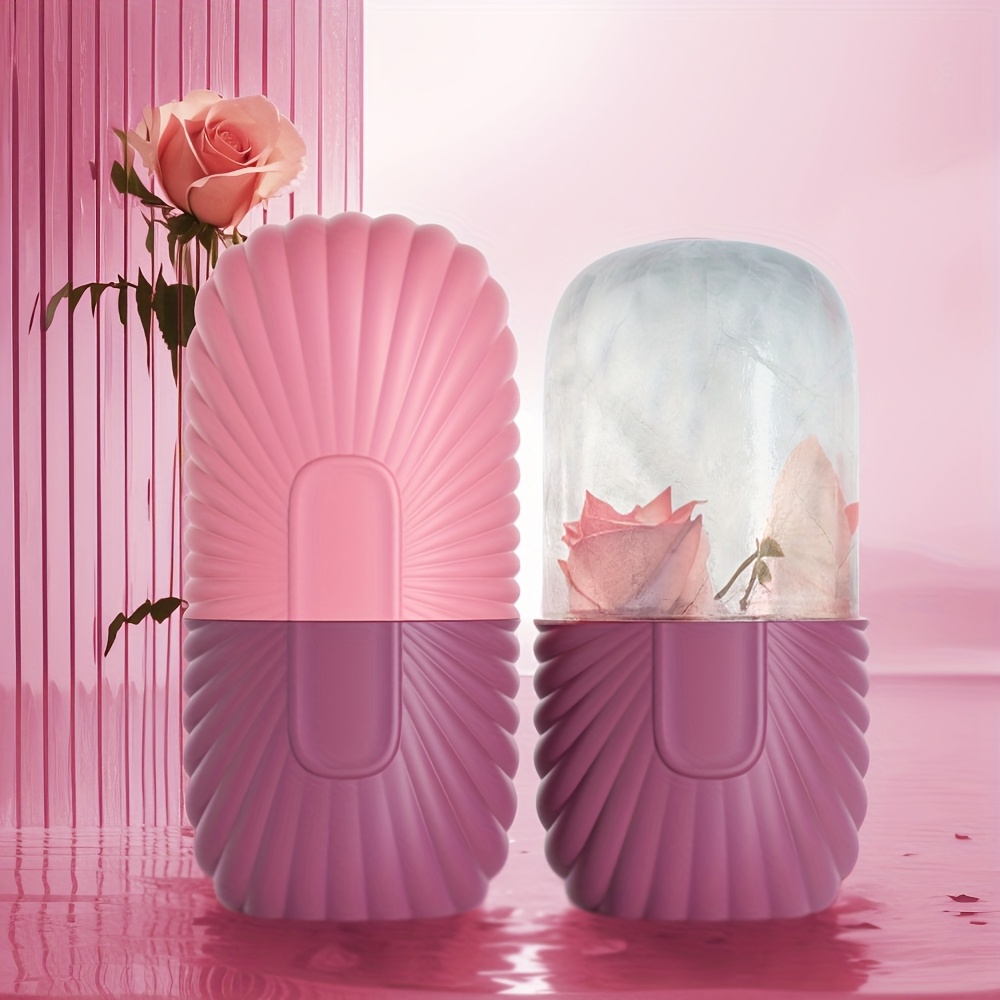 

1pc de Glace en Silicone Rose pour - Parfum, Rouleau Rafraîchissant Réutilisable pour de & le Soulagement des Pocheaux, Formaldéhyde, Fonctionnement Pile, avec Contenant à Motif Floral