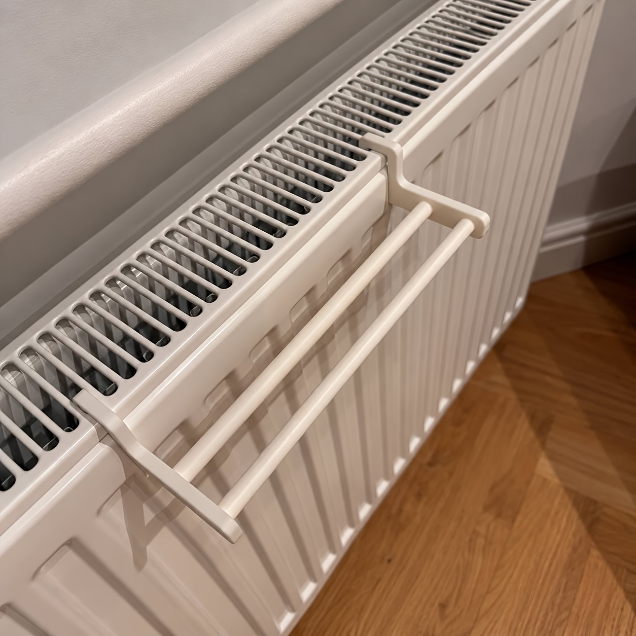 TEMU No-drill Over Radiator Towel Rack - Double Rod Hanging Suitable For Hand & Tea Towels, Space-saving Freestanding Radiator Drying Rail With