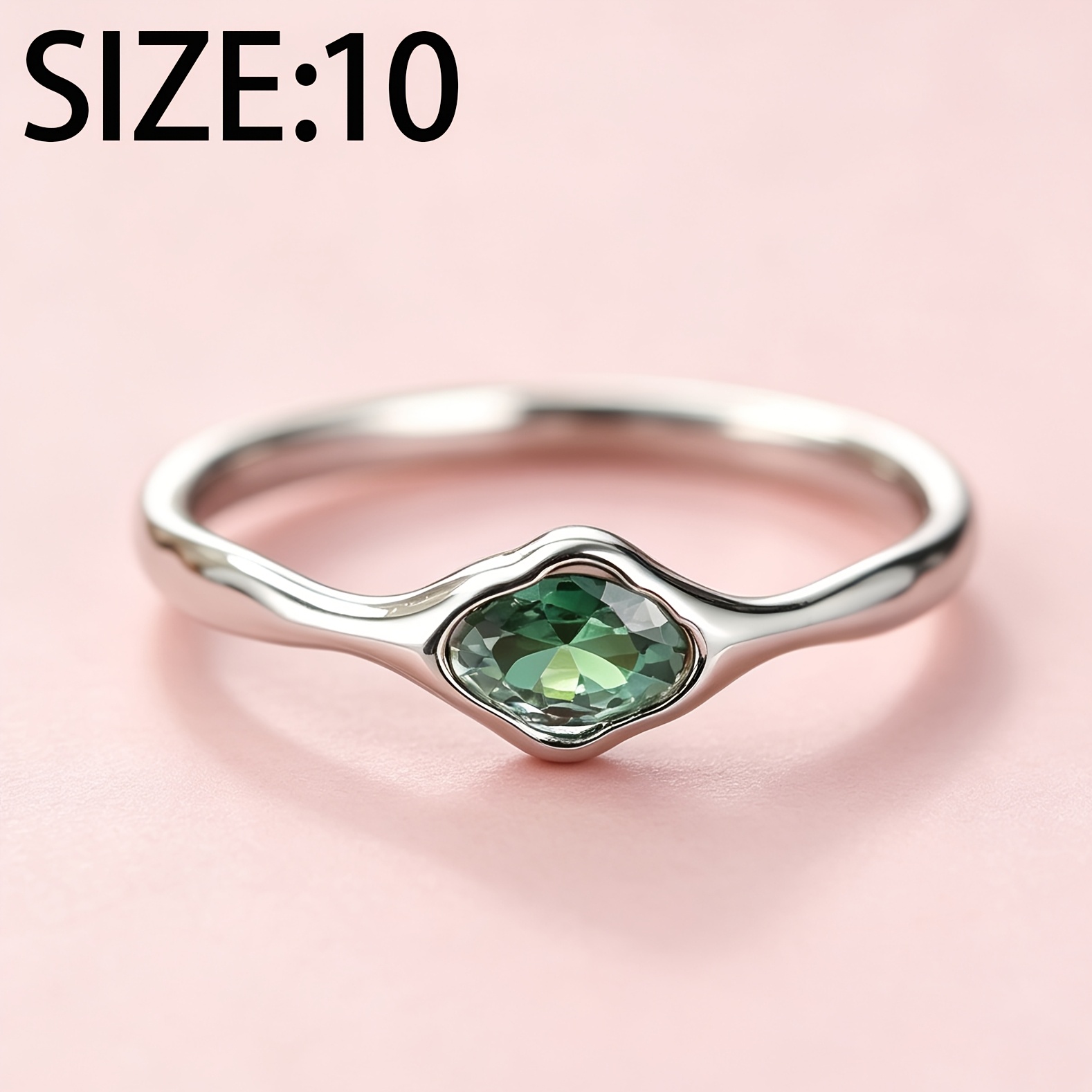 TEMU 1 Exquisitely Unique Irregular Synthetic Zirconia Ring, Made Of High-quality Copper With Synthetic Zirconia Inlay. This New Ring Features A