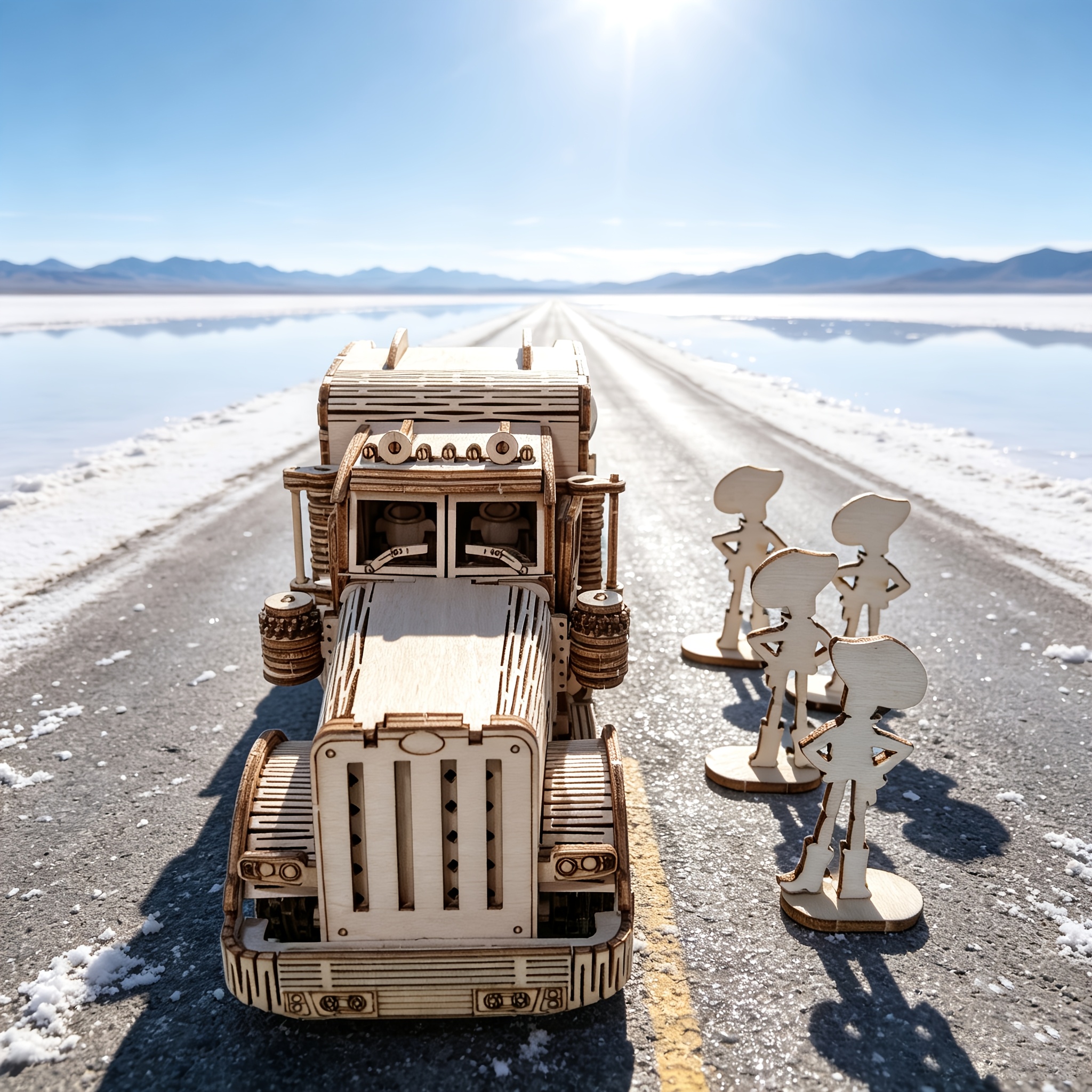 American-Style Heavy-Duty Tractor-Trailer 3D Wooden Puzzle Set