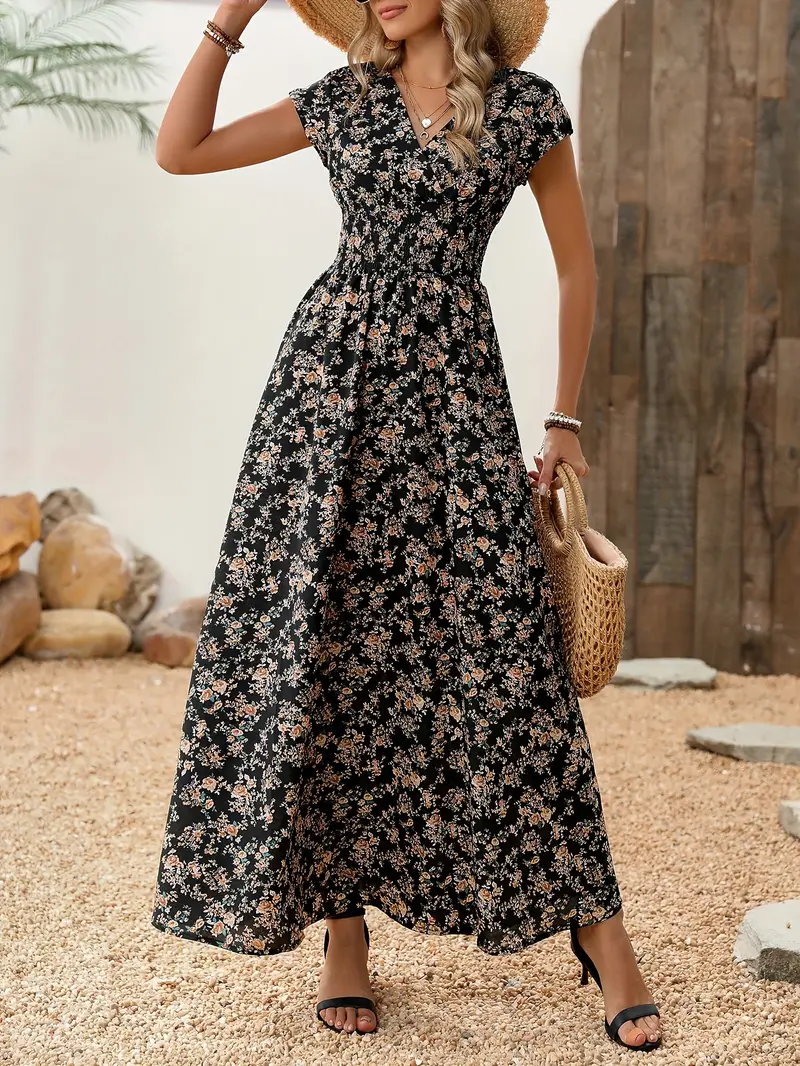 dress with flared hem Long Sleeve Flared Hem Dress |Pink Resort Vacation Dress Women