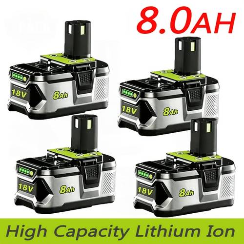 4pack lithium ion 8 0ah batteries for ryobi 18v cordless tools p108 p107 p105 p104 replacement for ryobi 8000mah battery high capacity triple safety features