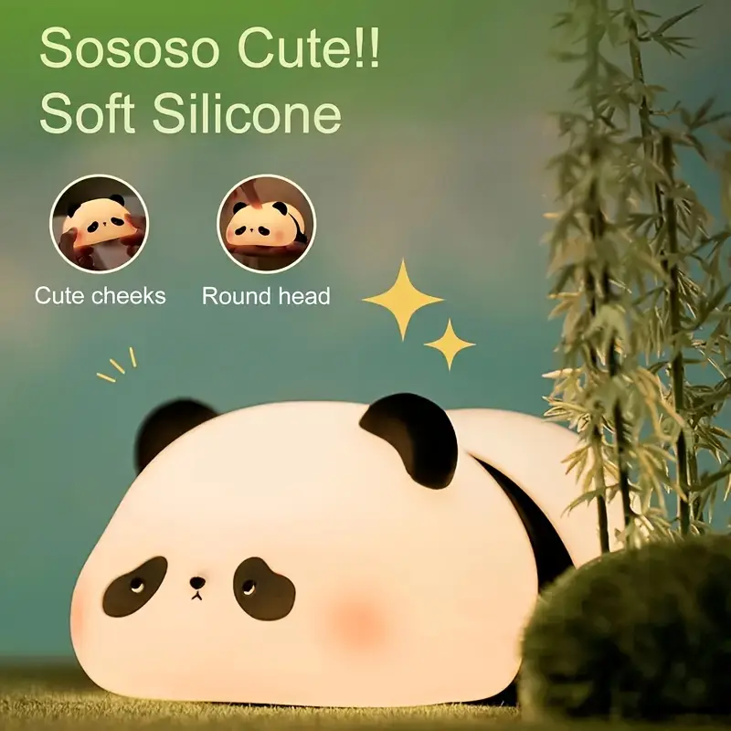 cute panda led night light adjustable brightness bedside lamp childrens use and parent child sleeping companion with usb rechargeability Product details 1