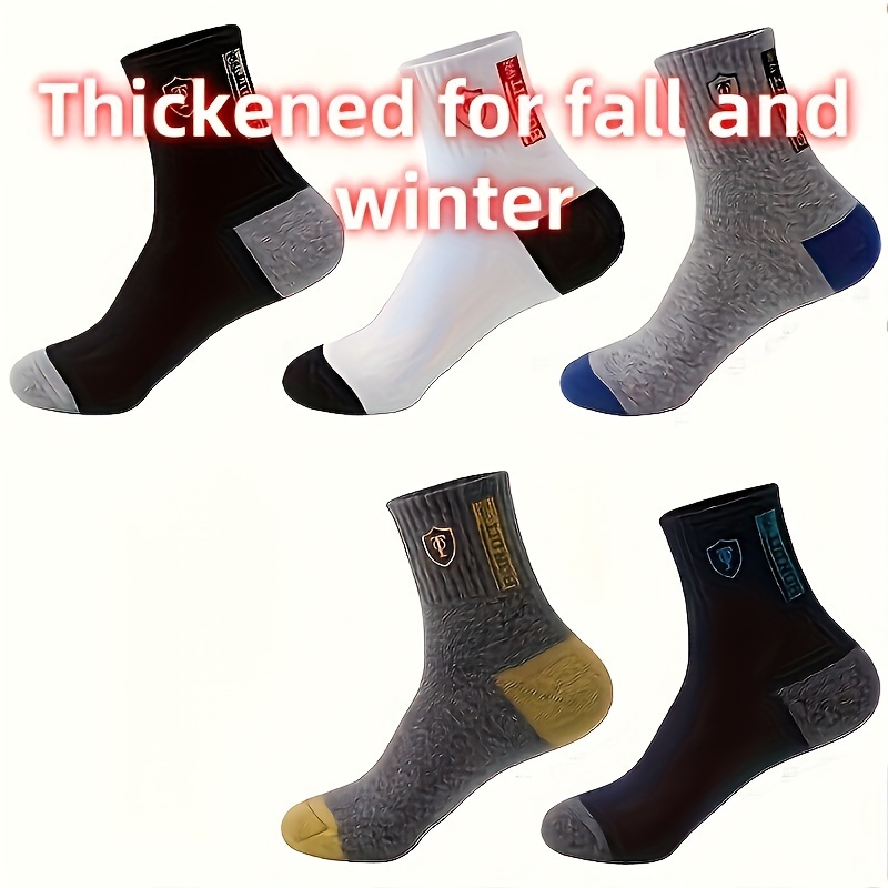 

5 Pairs Of Fashionable Warm Men' Socks, Soft Warm Socks For Winter And Autumn And , Halloween, Christmas, For Husband And