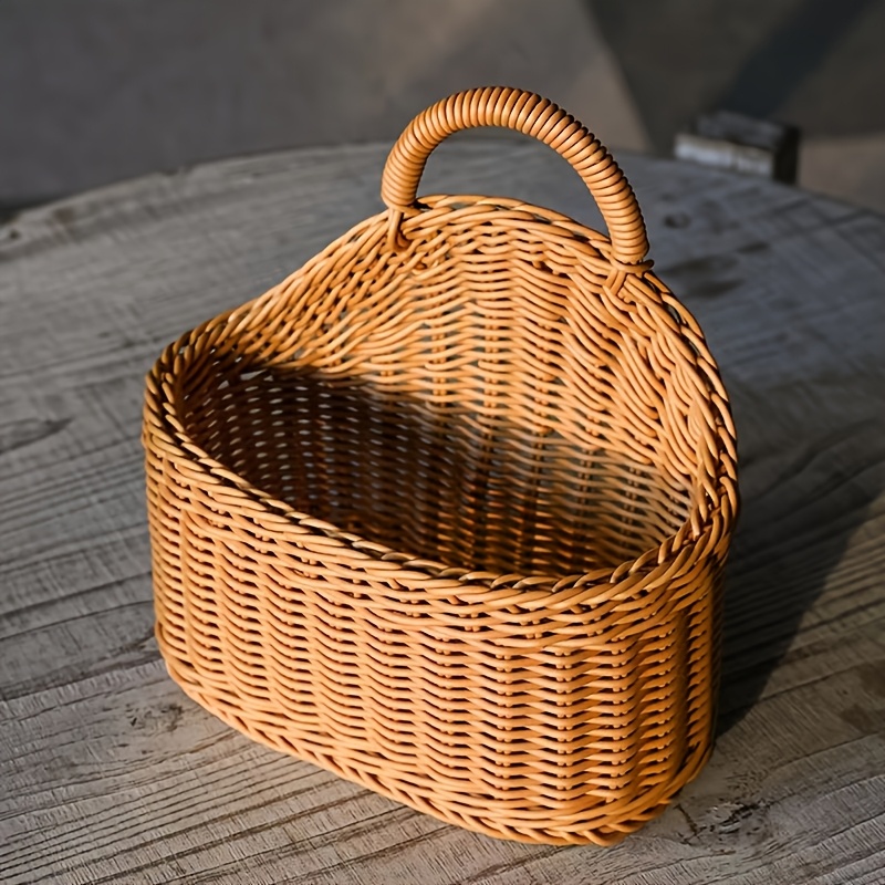 TEMU Nordic Portable Decorative Woven Basket, Kitchen Hanging Storage Cabinet, Storage Display Handheld Basket, Decoration, Hotel Kitchen Supplies,