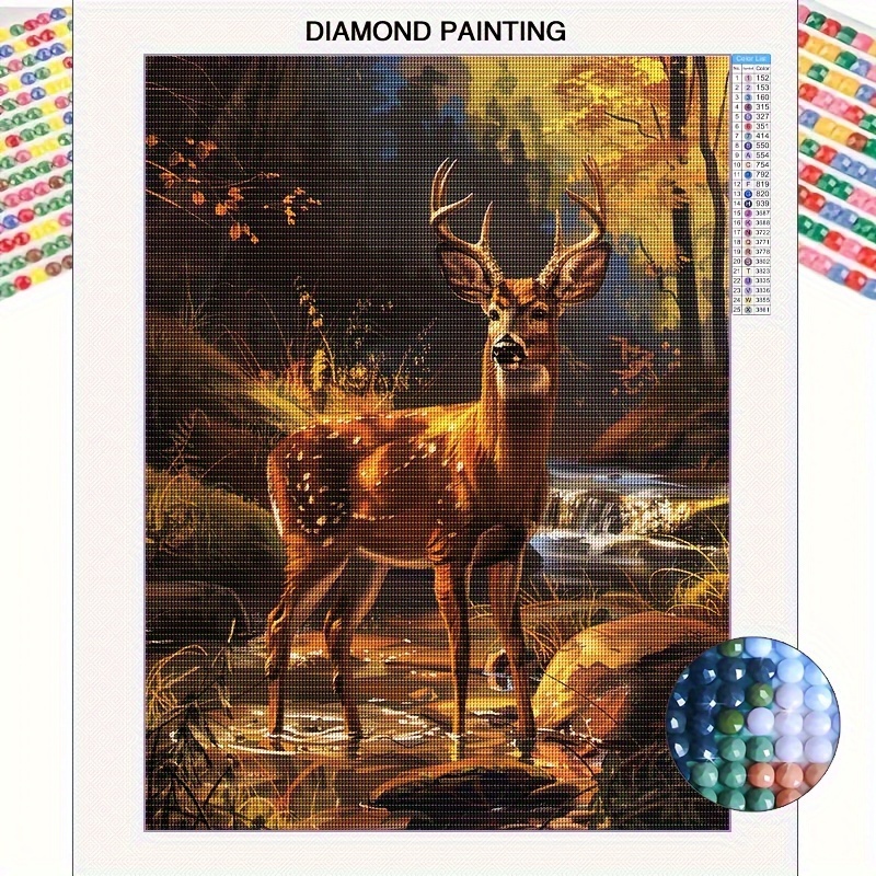 

5d Diamond Painting Kit For Adults, Deer Themed Full Drill Round Diamond Art, Diy Craft Mosaic Wall Art, Home Decor Gift For Beginners And Enthusiasts, 11.8x15.8 Inches Canvas Without Frame