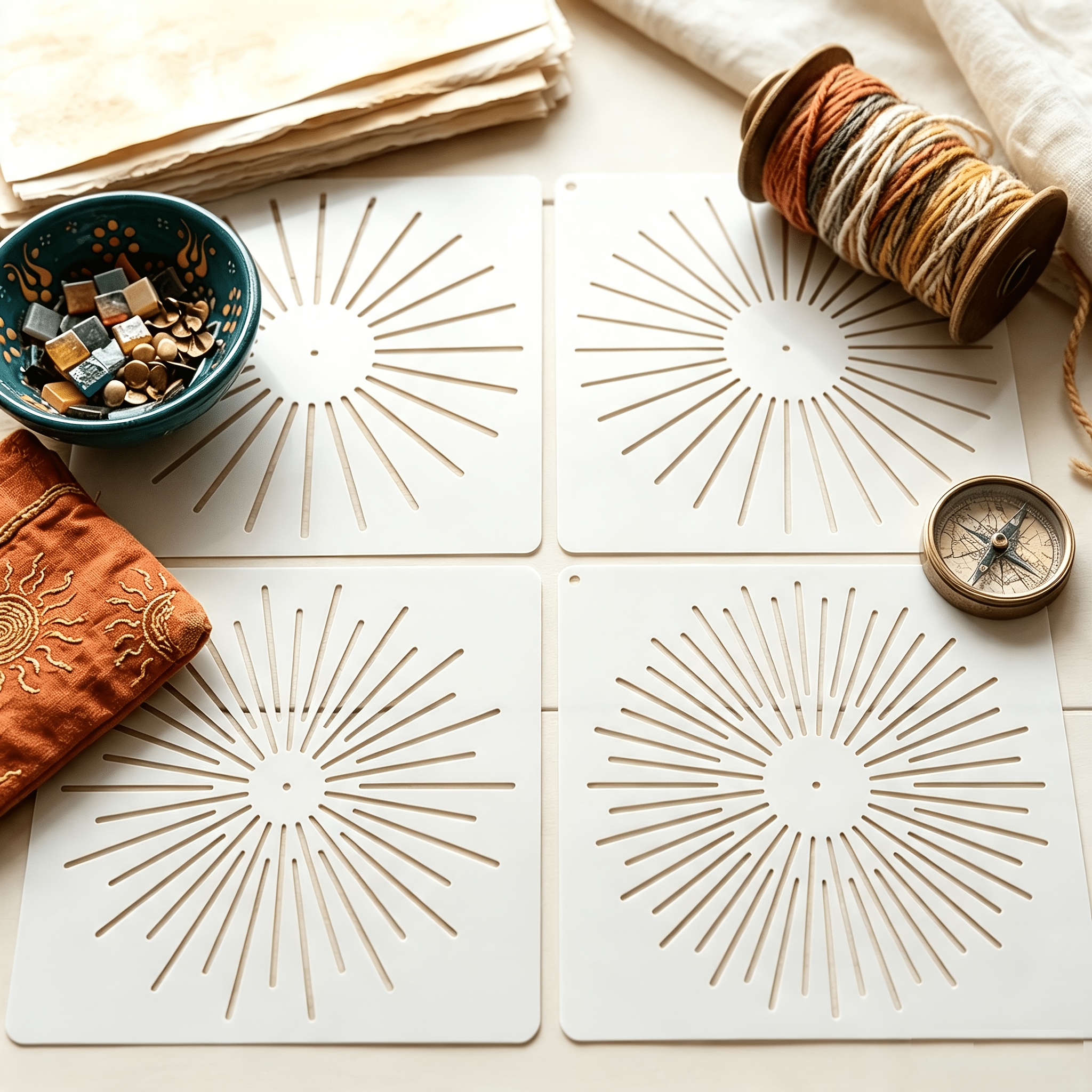 TEMU 4pcs Mandala Line Guide Painting Templates, 6-inch Reusable Dot And Stroke Templates, Suitable For Crafting, Wall Art, Furniture, Textiles, Card
