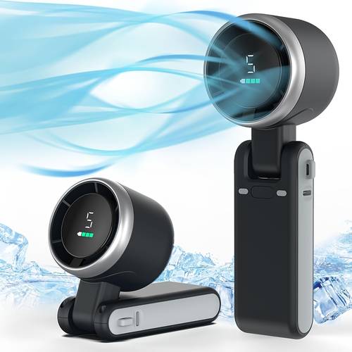 item picture portable 3 in 1 turbo handheld fan 5 high speed settings 3600mah screen foldable usb type c charge for indoor outdoor use