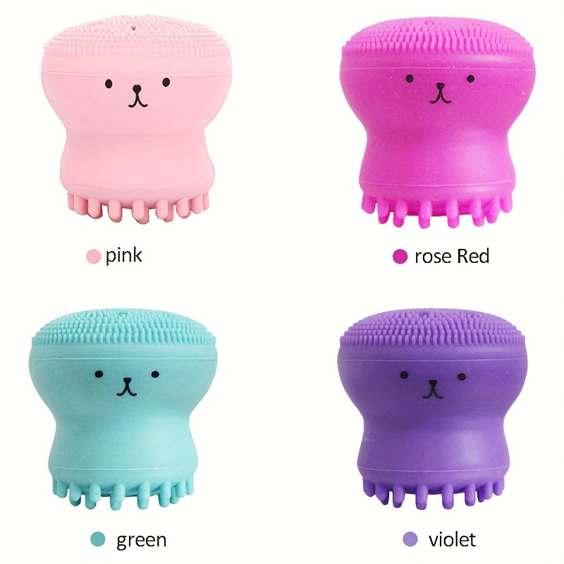 Set Of 4 Silicone Facial Cleansing Brushes, Small Octopus Style Beauty Tool, Skin Cleaning Instrument, Exfoliating, Pore Cleaning, Pore Shrinking Massage Brush